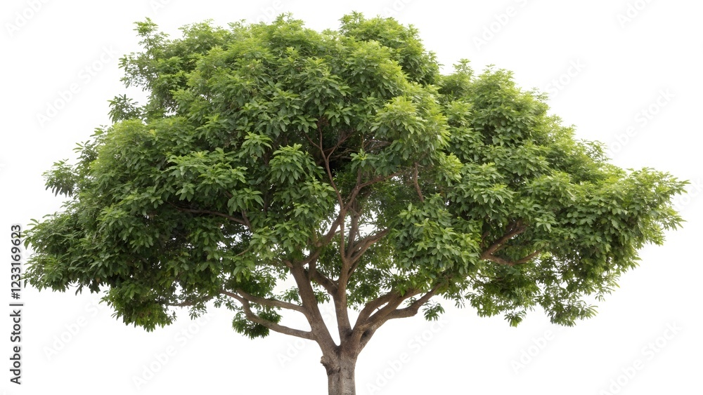 Fototapeta premium Lush Green Neem Tree Isolated on White Background