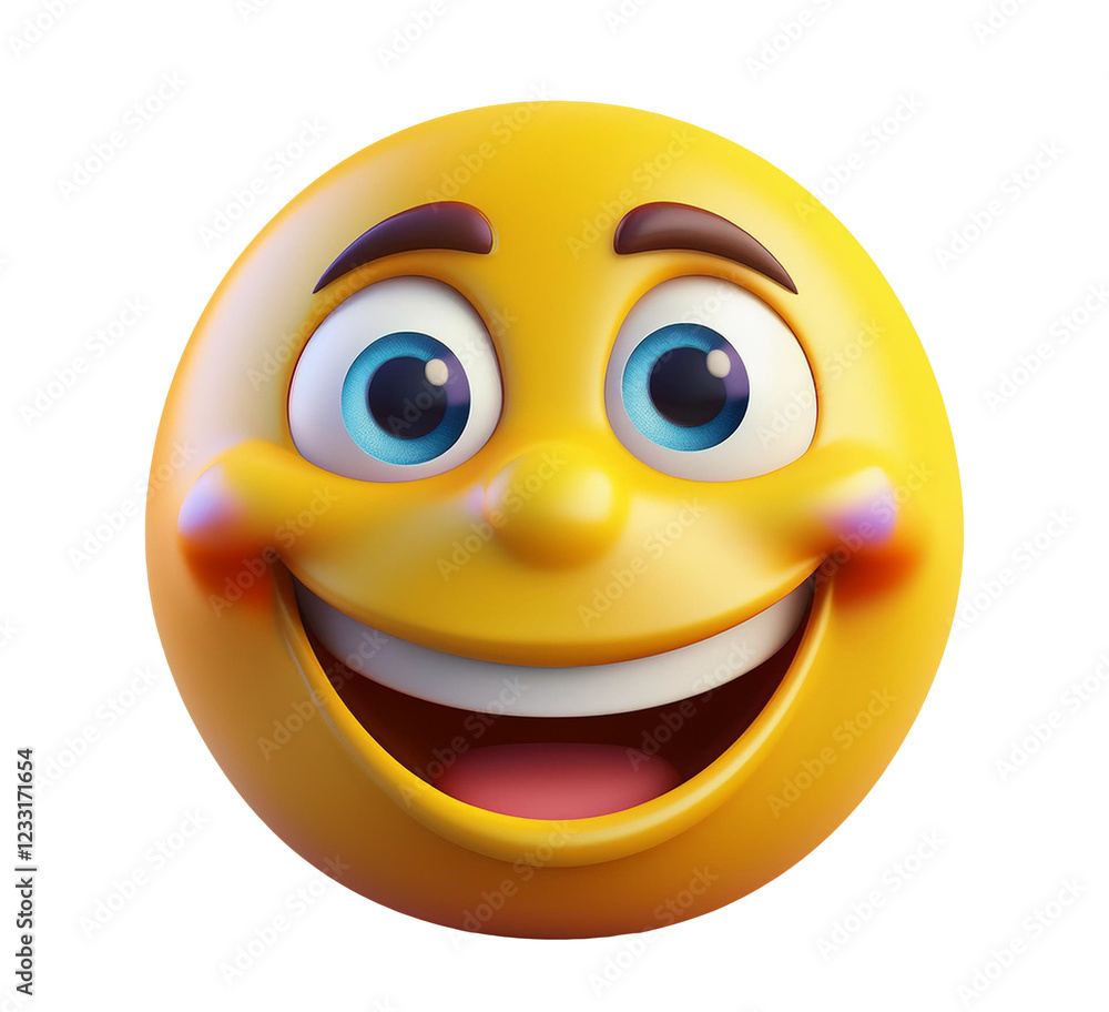 3d smiley face isolated on transparent background