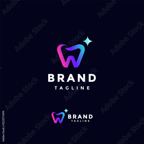 Simple Teeth Initials Letter W Logo Design. Shining W Initial Teeth Icon Logo Design.
