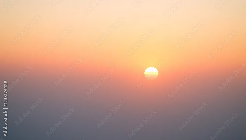 Hazy Sunset Over Distant Horizon A Peaceful Scene Hazy Sunset Over Distant Horizon A Peaceful Scene