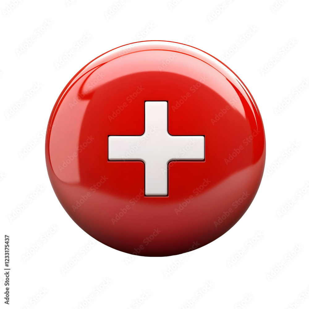 Vibrant 3D Add Button with Plus Design Vibrant 3D Add Button with Plus Design