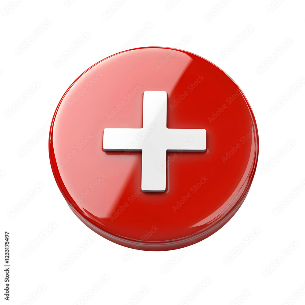 Sleek 3D Add Button Featuring Plus Icon Sleek 3D Add Button Featuring Plus Icon