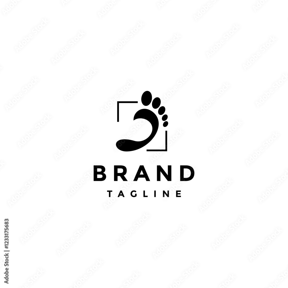 Simple Square Corner Footprint Logo Design. Footprint Silhouette In Two Square Corners Logo Design. Simple Square Corner Footprint Logo Design. Footprint Silhouette In Two Square Corners Logo Design.