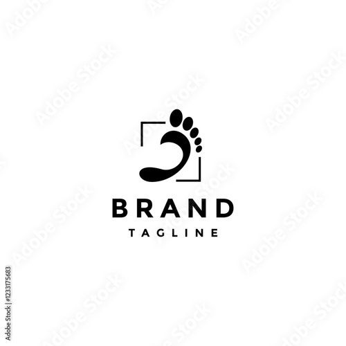 Simple Square Corner Footprint Logo Design. Footprint Silhouette In Two Square Corners Logo Design.