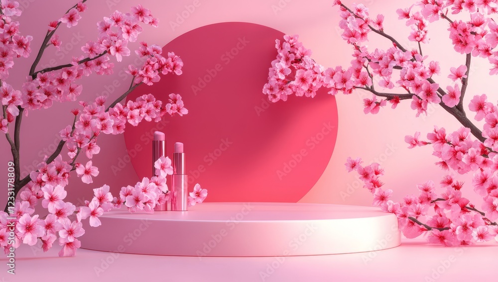 Minimalist spring view showcasing a lone blooming cherry blossom branch set against a soft pastel backdrop, focusing on simplicity and elegance. Stock Minimalist spring view showcasing a lone blooming cherry blossom branch set against a soft pastel backdrop, focusing on simplicity and elegance. Stock