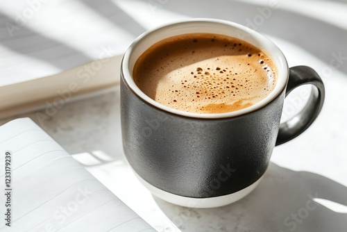 Aromatic Morning Coffee in a Stylish Cup photo