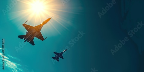 Two sukhoi su 27 flanker fighter jets are performing maneuvers in the sky, creating a powerful display of military aviation against a backdrop of bright sunshine and blue sky