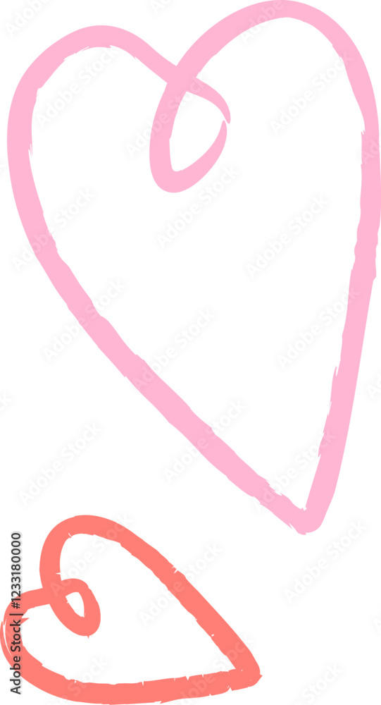 Obraz premium Hand Drawn Crayon Abstract Hearts