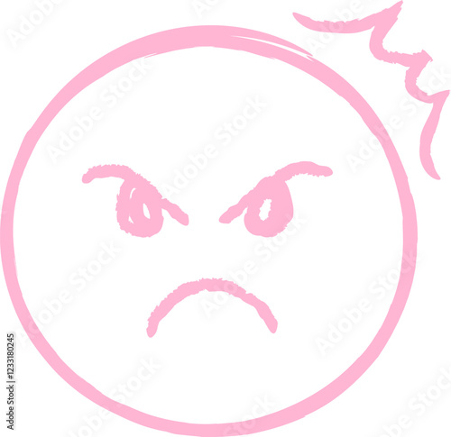 Hand Drawn Crayon Angry Face Emoticon