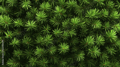 Lush Green Needle Leaves Background for Nature and Texture Themes