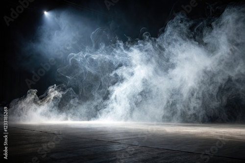 Ethereal mist swirls in a hypnotic dance across a darkened background imbuing the atmosphere with an otherworldly essence, mystical ambiance, swirling smoke, ethereal atmosphere photo