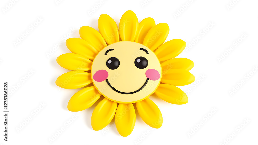 3D Daisy flower Smile face. Good vibes and positive emotion. Retro style 90s. Y2K cute smile flower sticker. Happy emoticon. Cartoon creative design icon isolated on white background. Generative AI 3D Daisy flower Smile face. Good vibes and positive emotion. Retro style 90s. Y2K cute smile flower sticker. Happy emoticon. Cartoon creative design icon isolated on white background. Generative AI