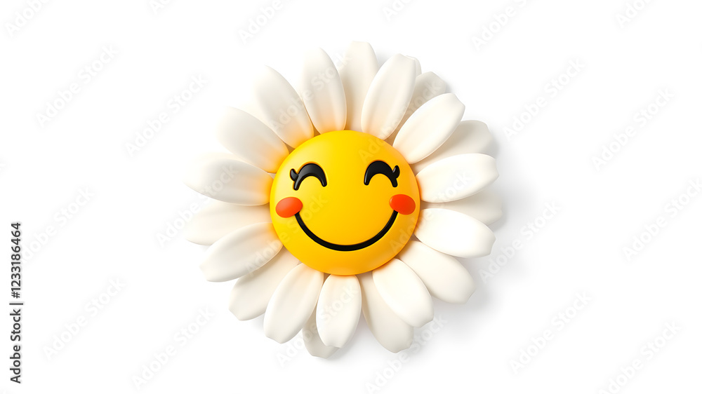 3D Daisy flower Smile face. Good vibes and positive emotion. Retro style 90s. Y2K cute smile flower sticker. Happy emoticon. Cartoon creative design icon isolated on white background. Generative AI 3D Daisy flower Smile face. Good vibes and positive emotion. Retro style 90s. Y2K cute smile flower sticker. Happy emoticon. Cartoon creative design icon isolated on white background. Generative AI