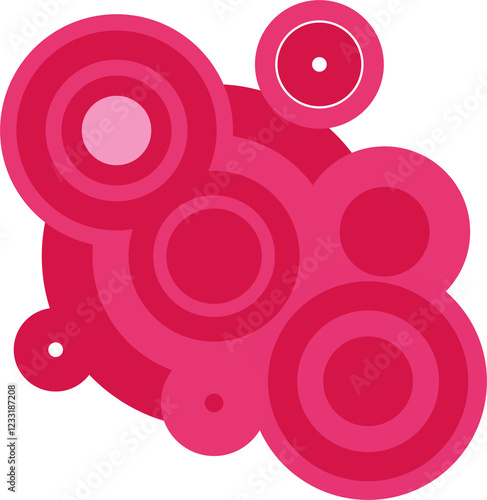 Eléments de design abstraits, cercles groovy, tons roses Frutiger Metro