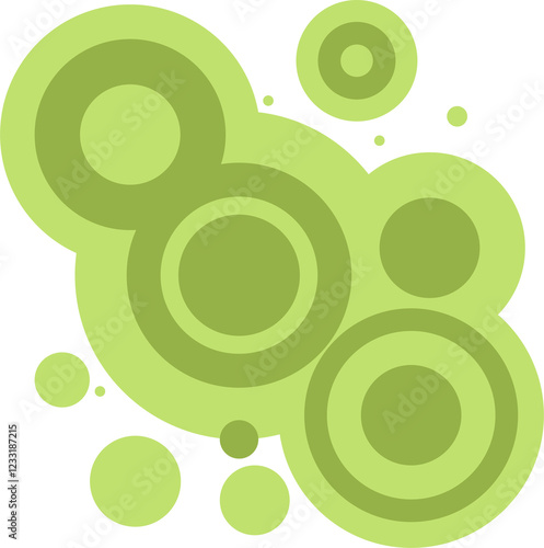 Eléments de design abstraits, cercles groovy, tons verts Frutiger Metro