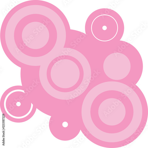 Eléments de design abstraits, cercles groovy, tons roses Frutiger Metro