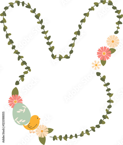 Floral Easter Bunny Frame With Eggs