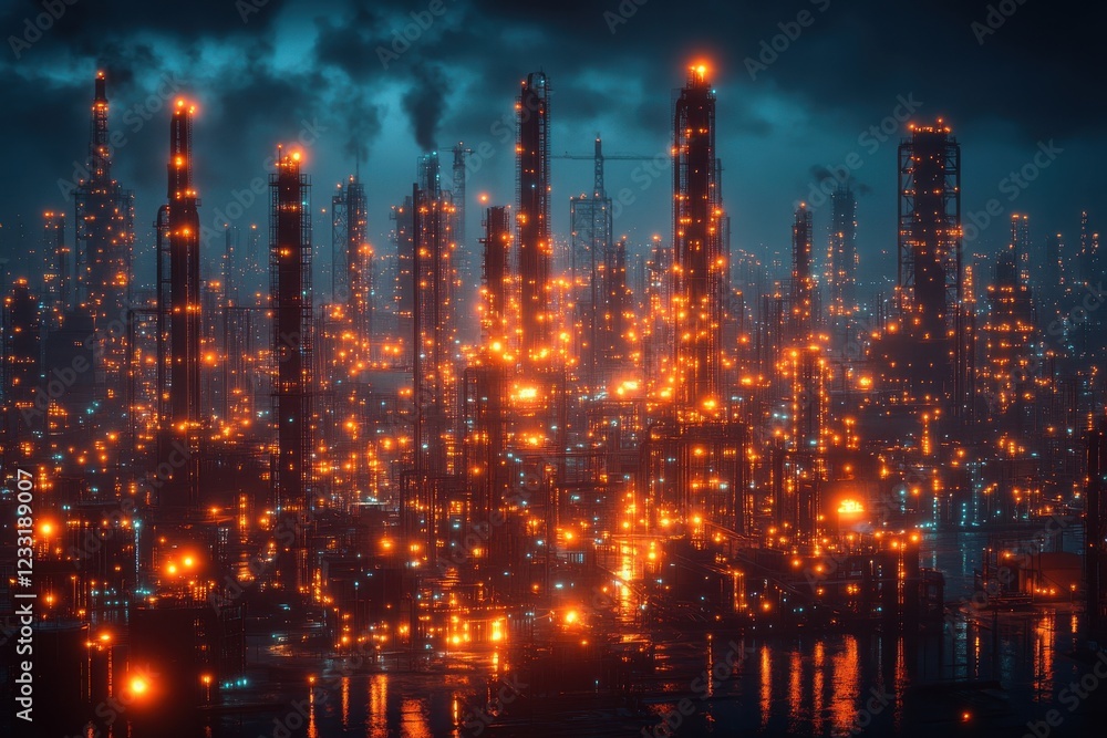 Fototapeta premium Industrial scene in China featuring an AI-managed energy grid production facility.