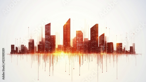 Innovation modern city with wireless network connection concept, abstract communication technology concept.