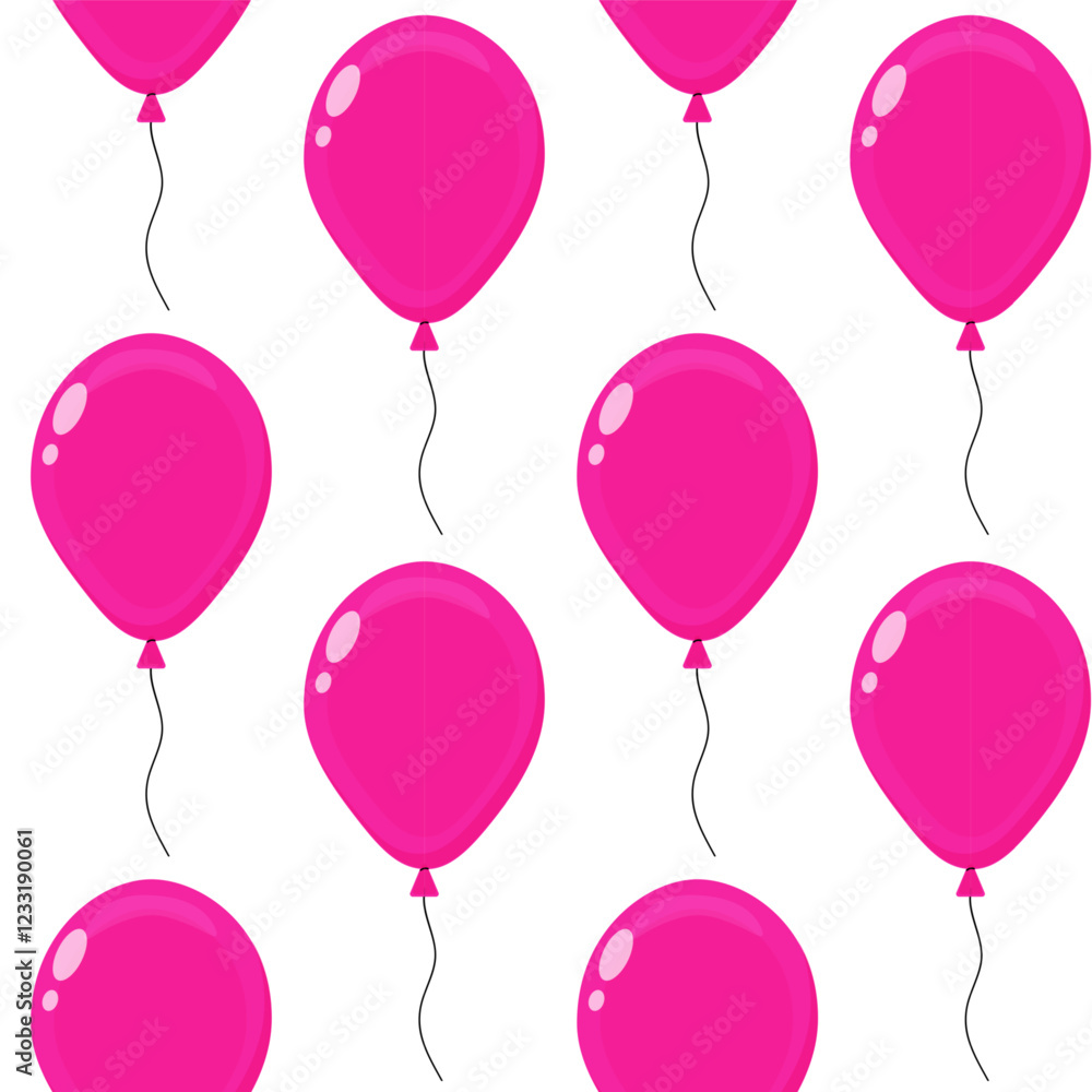 Pink balloons arranged in a playful pattern on a white background for festive occasions Pink balloons arranged in a playful pattern on a white background for festive occasions