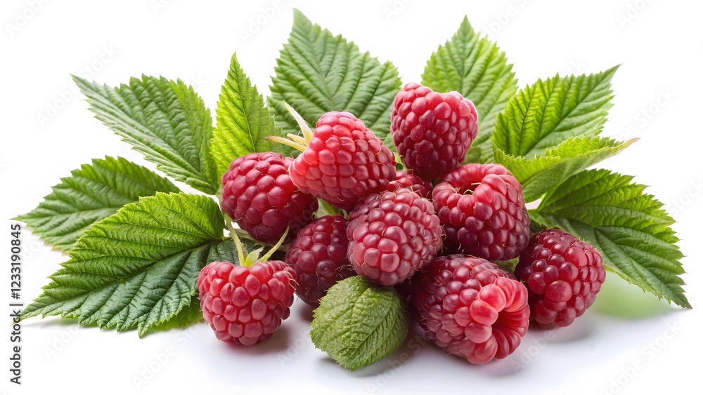 Fresh Raspberries with Leaves Fresh Raspberries with Leaves