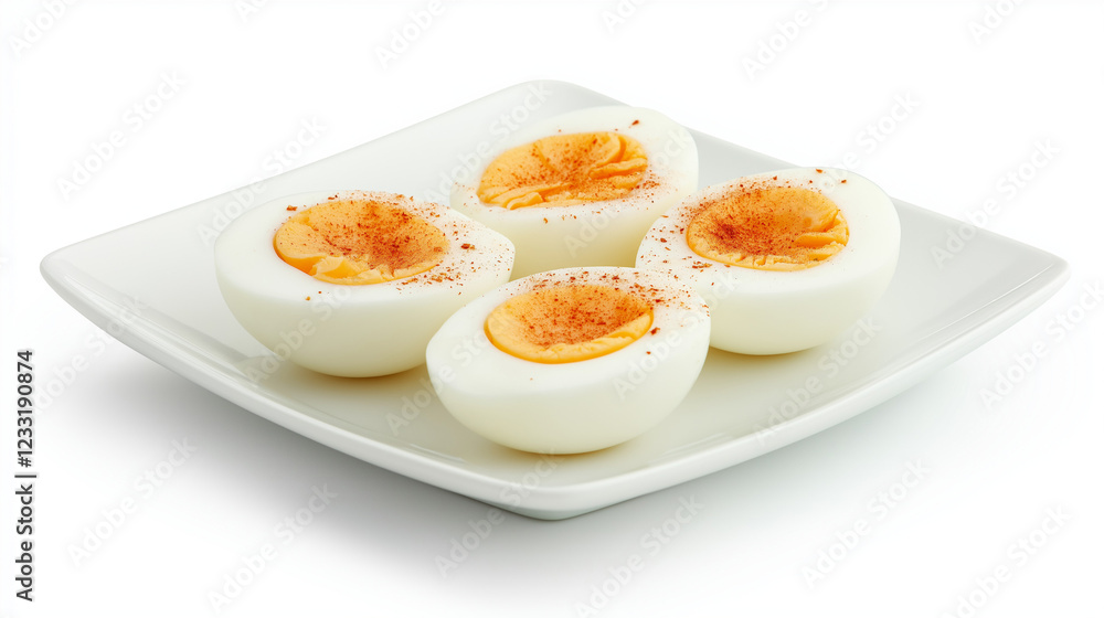 boiled eggs on plate , isolated on white background boiled eggs on plate , isolated on white background