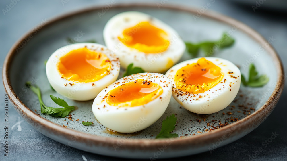 boiled eggs on plate on the table boiled eggs on plate on the table