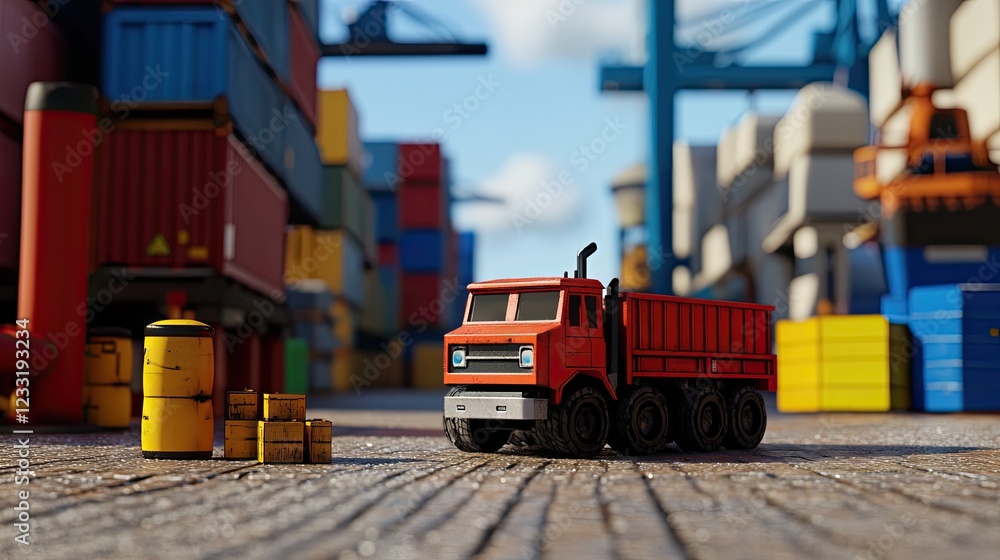 An industrial area with a zero-emission transport system for sustainable logistics. An industrial area with a zero-emission transport system for sustainable logistics.