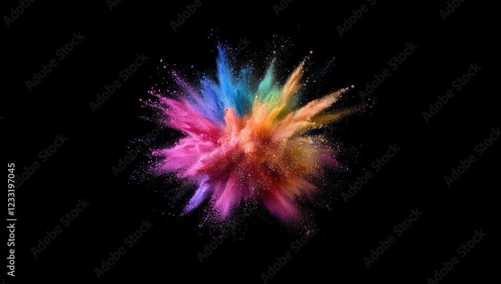 Colorful explosion of powdered paint in motion, creating an abstract background. Colorful explosion of powdered paint in motion, creating an abstract background.