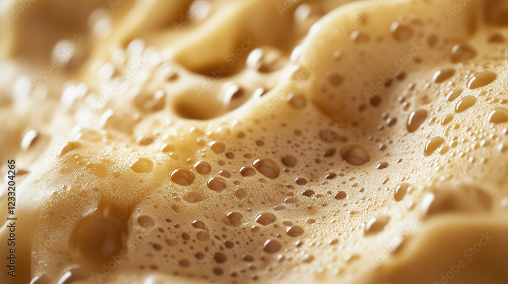 Ultra close-up of caramel coffee foam bubble texture
Ultra close-up of caramel coffee foam bubble texture