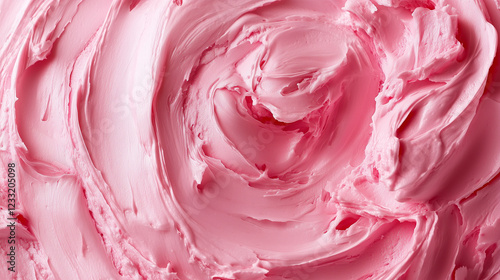 Ultra close-up of pink buttercream cake texture
 photo