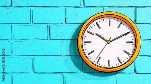 Wallpaper Mural Vibrant Clock on Turquoise Brick Wall Art Design for Home Decor Torontodigital.ca
