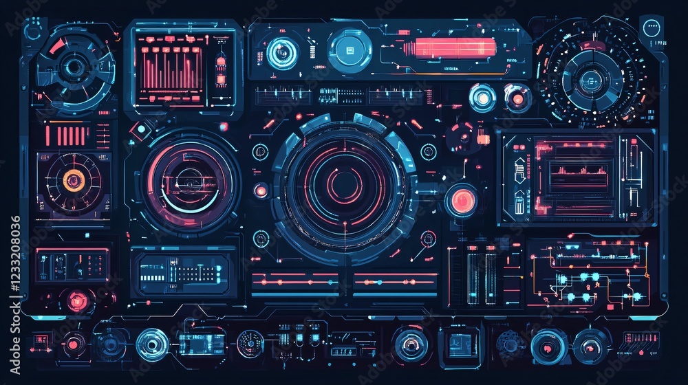 Electronic System Gear Silhouette Flat Vector for Technical Illustrations and Graphics Designs