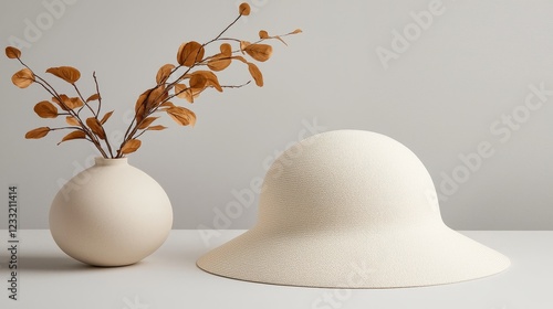 Wide-brimmed golden beige felt hat displayed at a slight angle, highlighting its refined texture and elegant craftsmanship