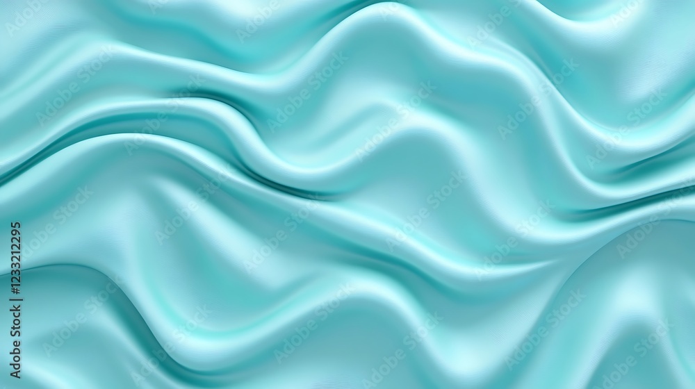 Fototapeta premium Soft Aqua Fabric Draped in Gentle Waves