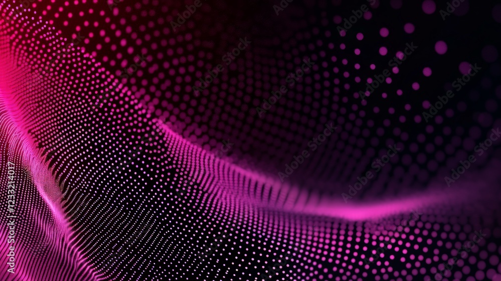 Abstract Waves of Pink Dots on Black Background in Digital Art Abstract Waves of Pink Dots on Black Background in Digital Art