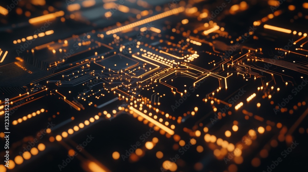 An intricate circuit board with illuminated pathways and advanced components, clean and detailed design with a tech-focused look, Innovative style An intricate circuit board with illuminated pathways and advanced components, clean and detailed design with a tech-focused look, Innovative style