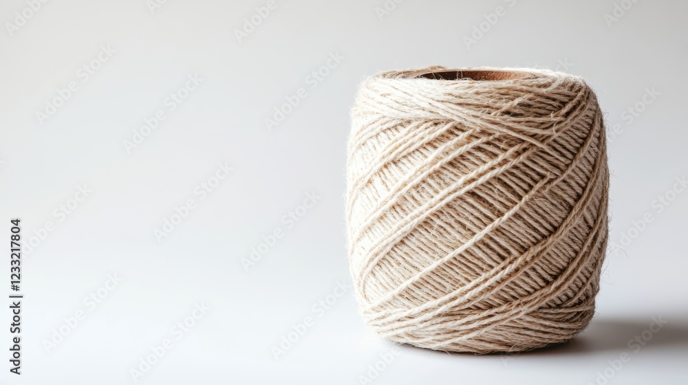 Natural Twine Yarn Ball for Crafting and Knitting on a Neutral Background for Arts and DIY Projects Natural Twine Yarn Ball for Crafting and Knitting on a Neutral Background for Arts and DIY Projects