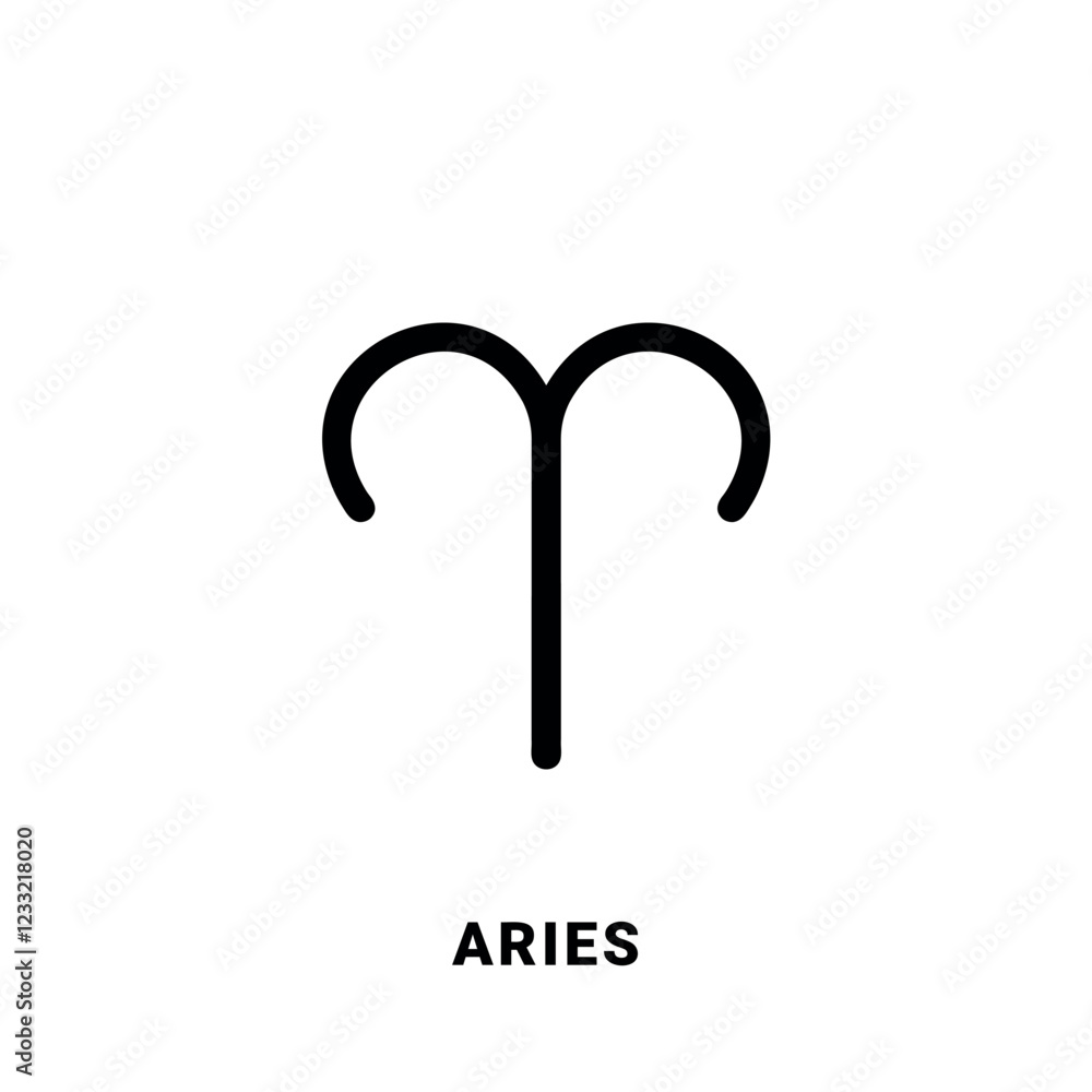 Aries zodiac sign, black symbol, single vector design element Aries zodiac sign, black symbol, single vector design element