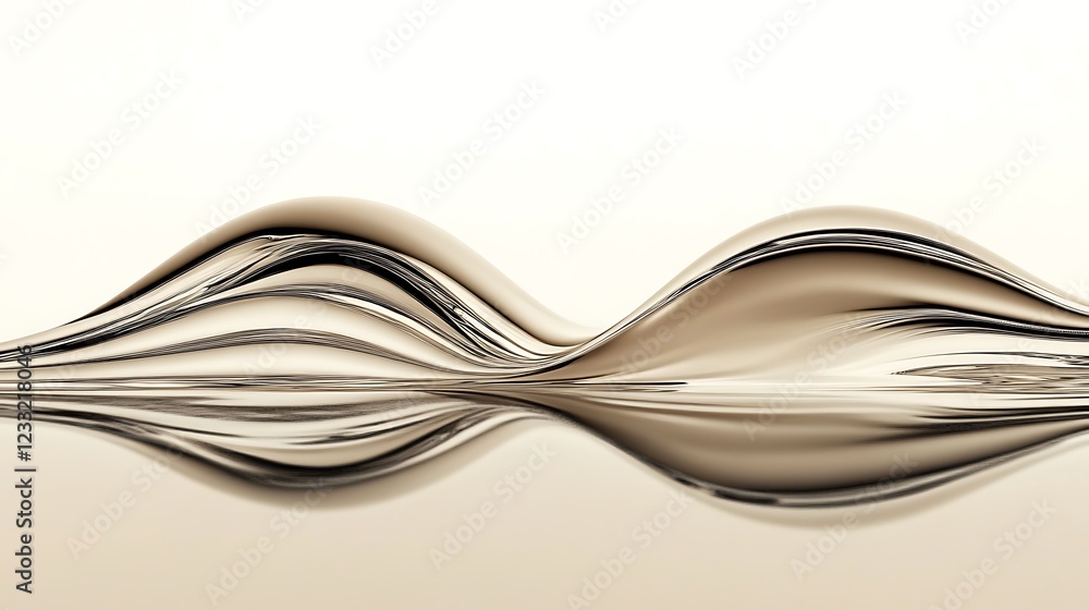 Abstract Liquid Sculpture Reflecting Light Waves Abstract Liquid Sculpture Reflecting Light Waves