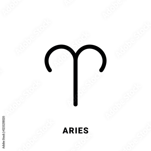 Aries zodiac sign, black symbol, single vector design element