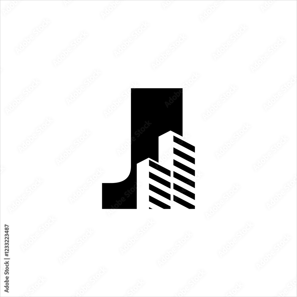 J initial building logo design vector symbol graphic J initial building logo design vector symbol graphic
