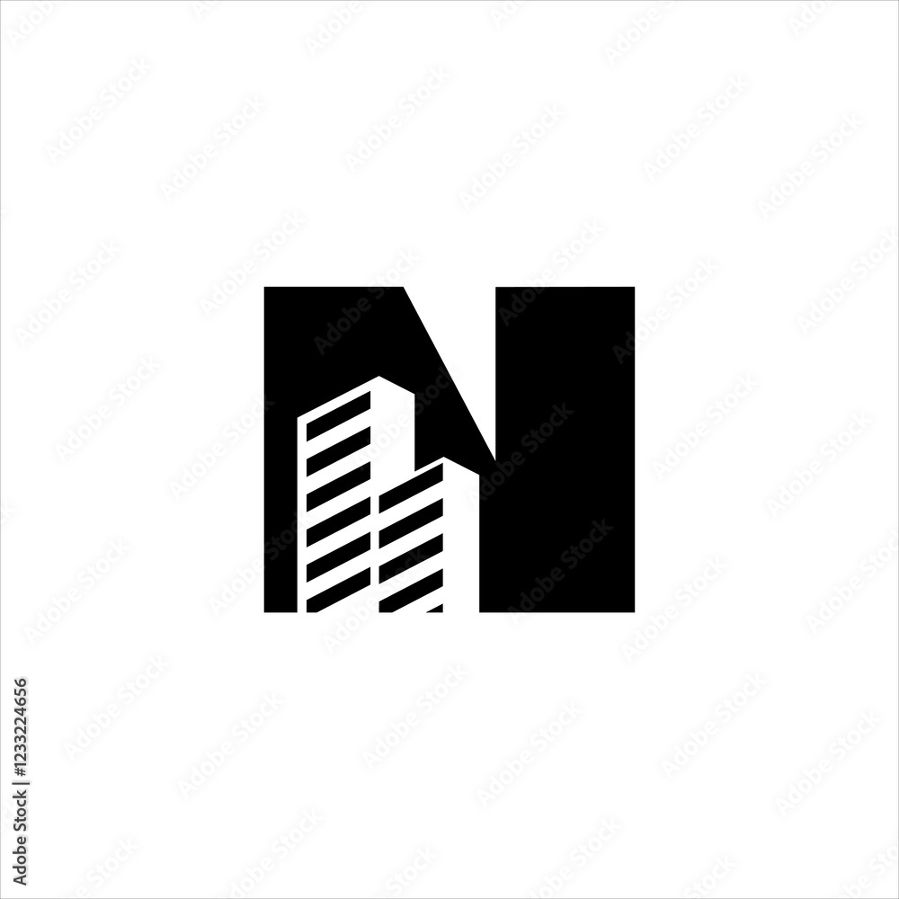N initial building logo design vector symbol graphic N initial building logo design vector symbol graphic