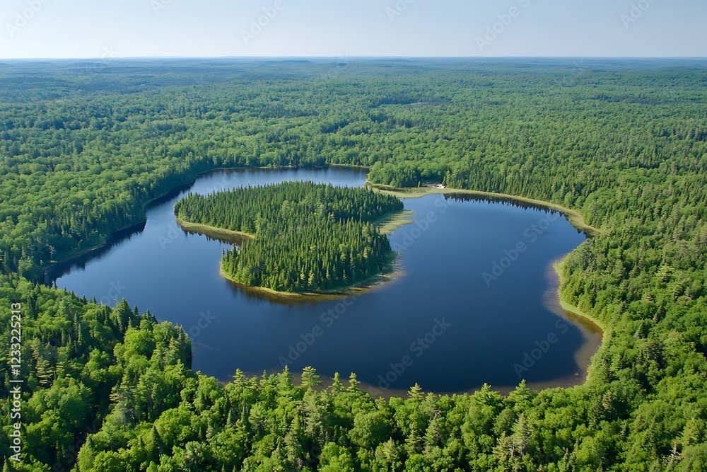 Serene Forest Lake Aerial View Serene Forest Lake Aerial View