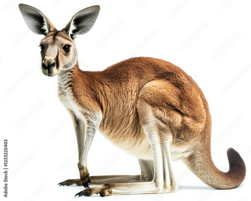 Stunning Image of a Kangaroo Against a Pure White Canvas Stunning Image of a Kangaroo Against a Pure White Canvas