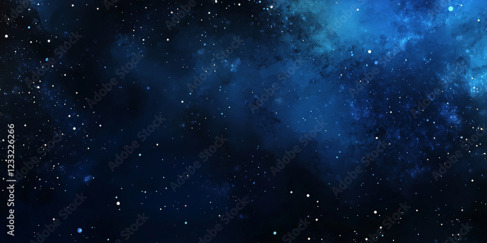 Fototapeta premium Dark watercolor background with deep blue and black tones swirling in an abstract cosmic design.