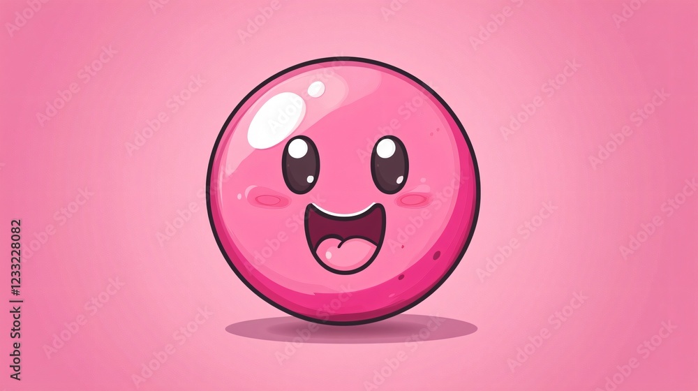 Fototapeta premium Adorable Kawaii Emoticon Character Vector Illustration for Digital Designs, Expressive Cartoon Emoticon Artwork