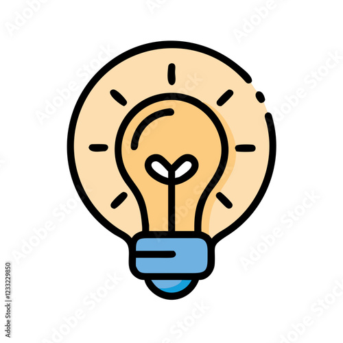 Lightbulb icon with blue and beige colors representing ideas and creativity in an innovative design