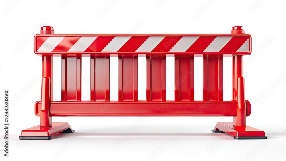 High-Quality Product Photography of a Red Road Barrier Isolated on a White Background for Traffic Safety, Construction, and Urban Planning Uses - Perfect for Advertising and Marketing High-Quality Product Photography of a Red Road Barrier Isolated on a White Background for Traffic Safety, Construction, and Urban Planning Uses - Perfect for Advertising and Marketing