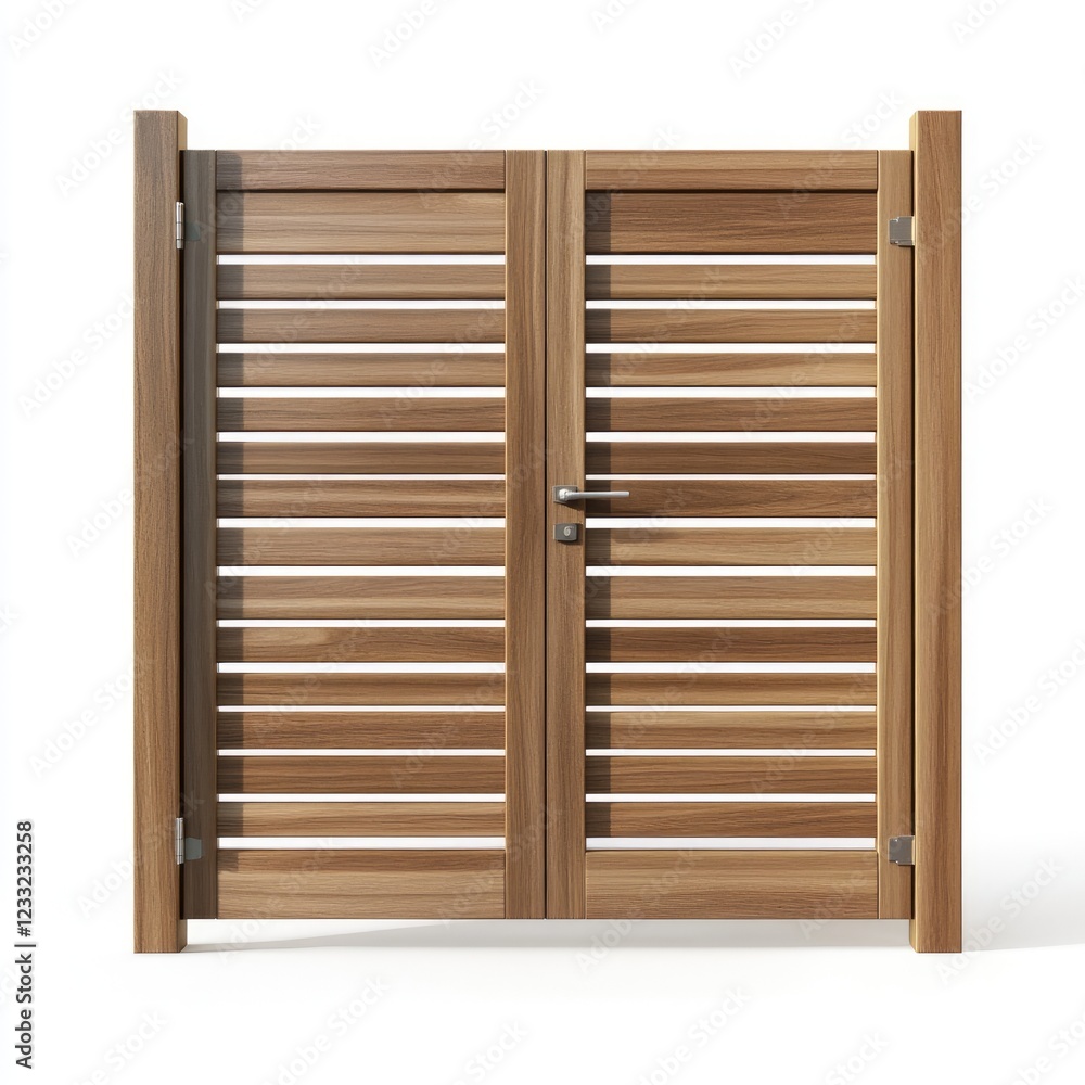 Elegant Wooden Gate with Horizontal Slats and Modern Design Elegant Wooden Gate with Horizontal Slats and Modern Design